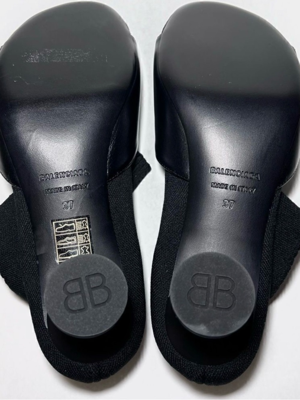 Balenciaga Black Knit Sock-Heel Mule with Logo - Picture 5 of 7